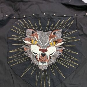 Power Cat Black Custom Embellished Jacket Size Large